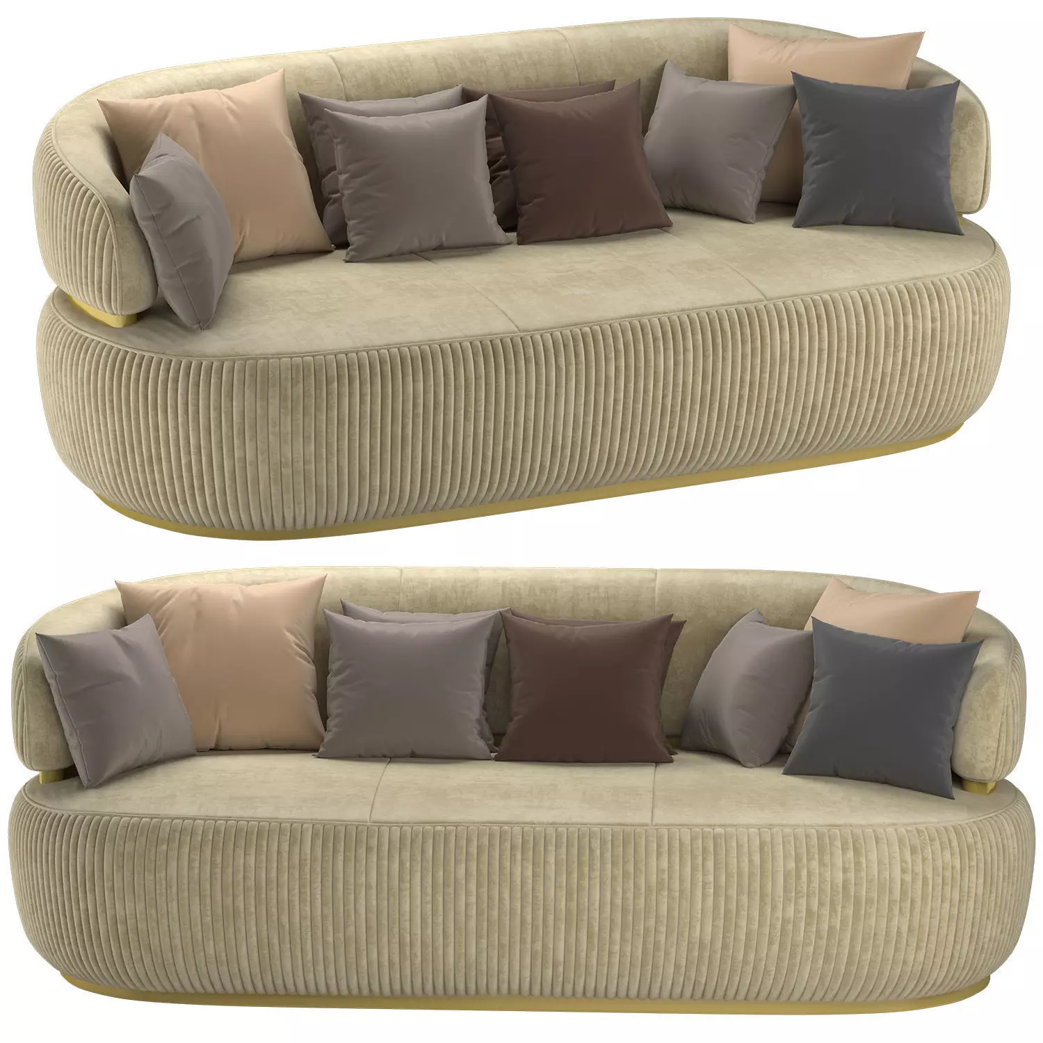 Nubuck Italian Sofa 3D model_0