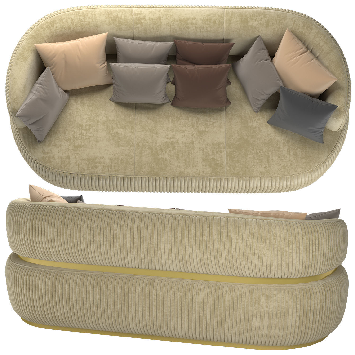 Nubuck Italian Sofa 3D model_2