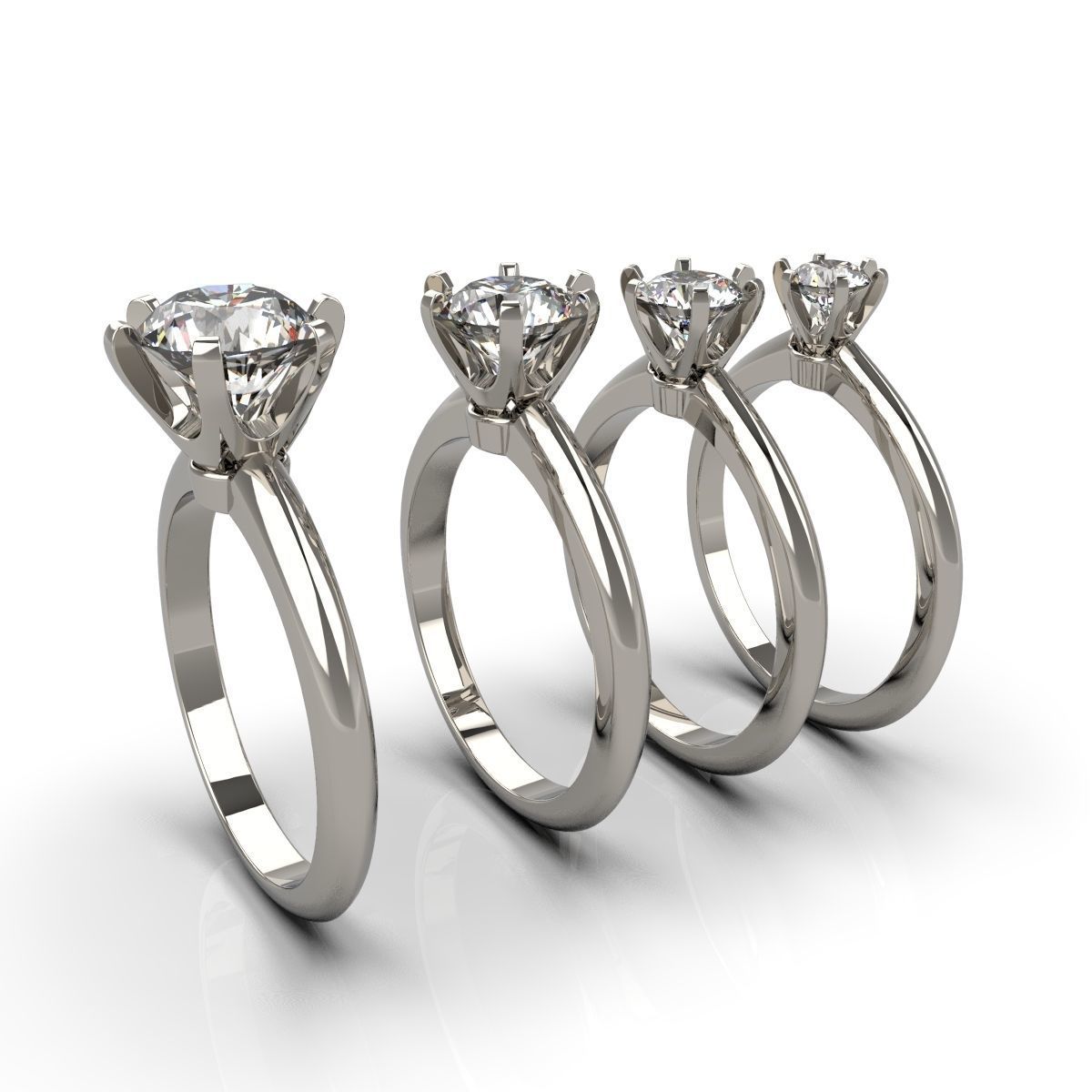 Engagement rings for different  gems diameters 3D print model_1