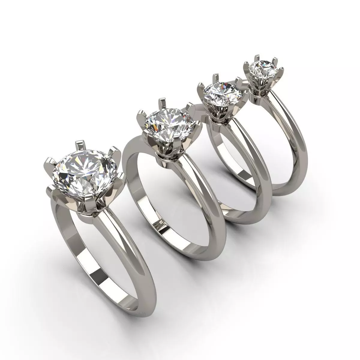 Engagement rings for different  gems diameters 3D print model_0