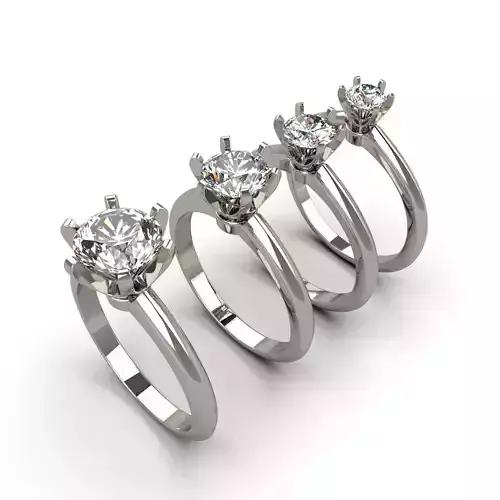 Engagement rings for different  gems diameters 3D print model