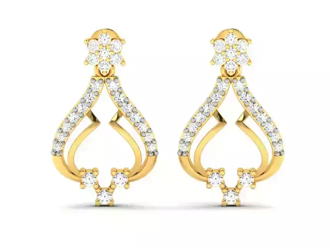 Earrings - 3 pair of diamond gold