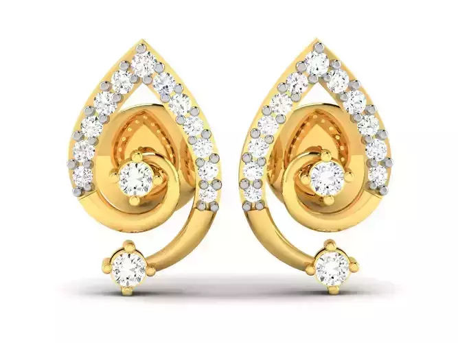 Earrings - 2 pair of diamond gold