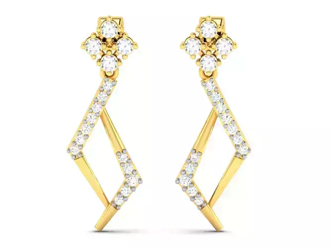 Earrings - 1 pair of diamond gold