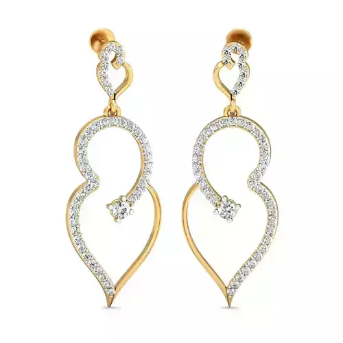 Earrings - 7 two diamond heart shaped gold