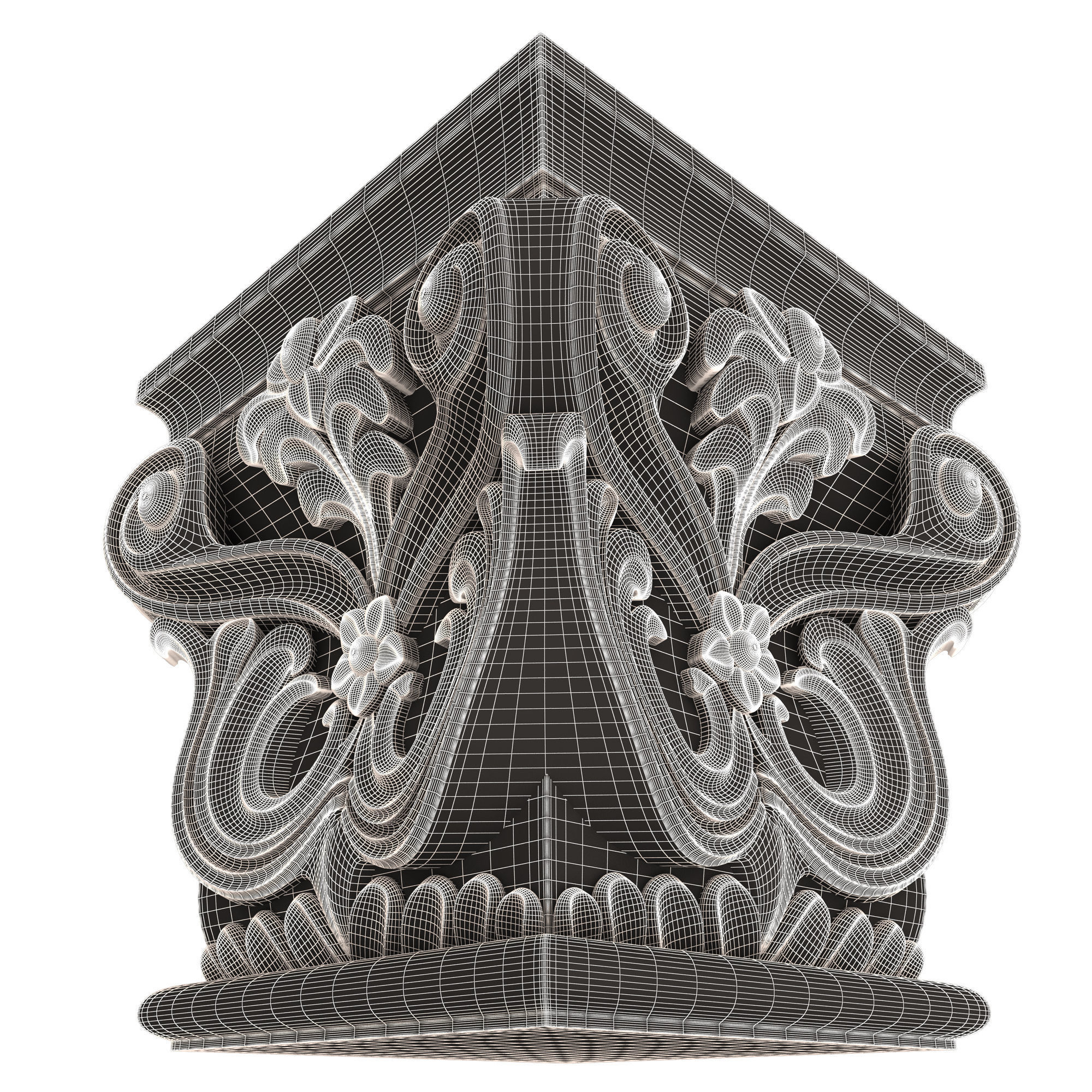 Carved Capital 0702 Low-poly 3D model_9