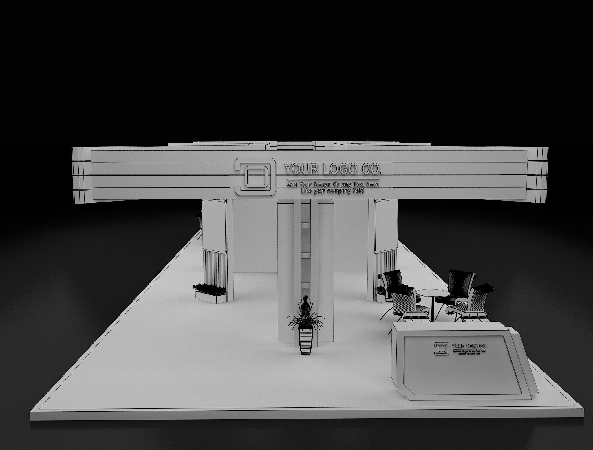 Booth Exhibition Stand a 619a 3D model_15