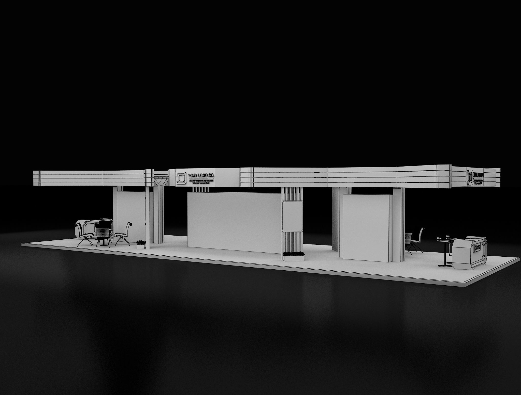 Booth Exhibition Stand a 619b 3D model_9