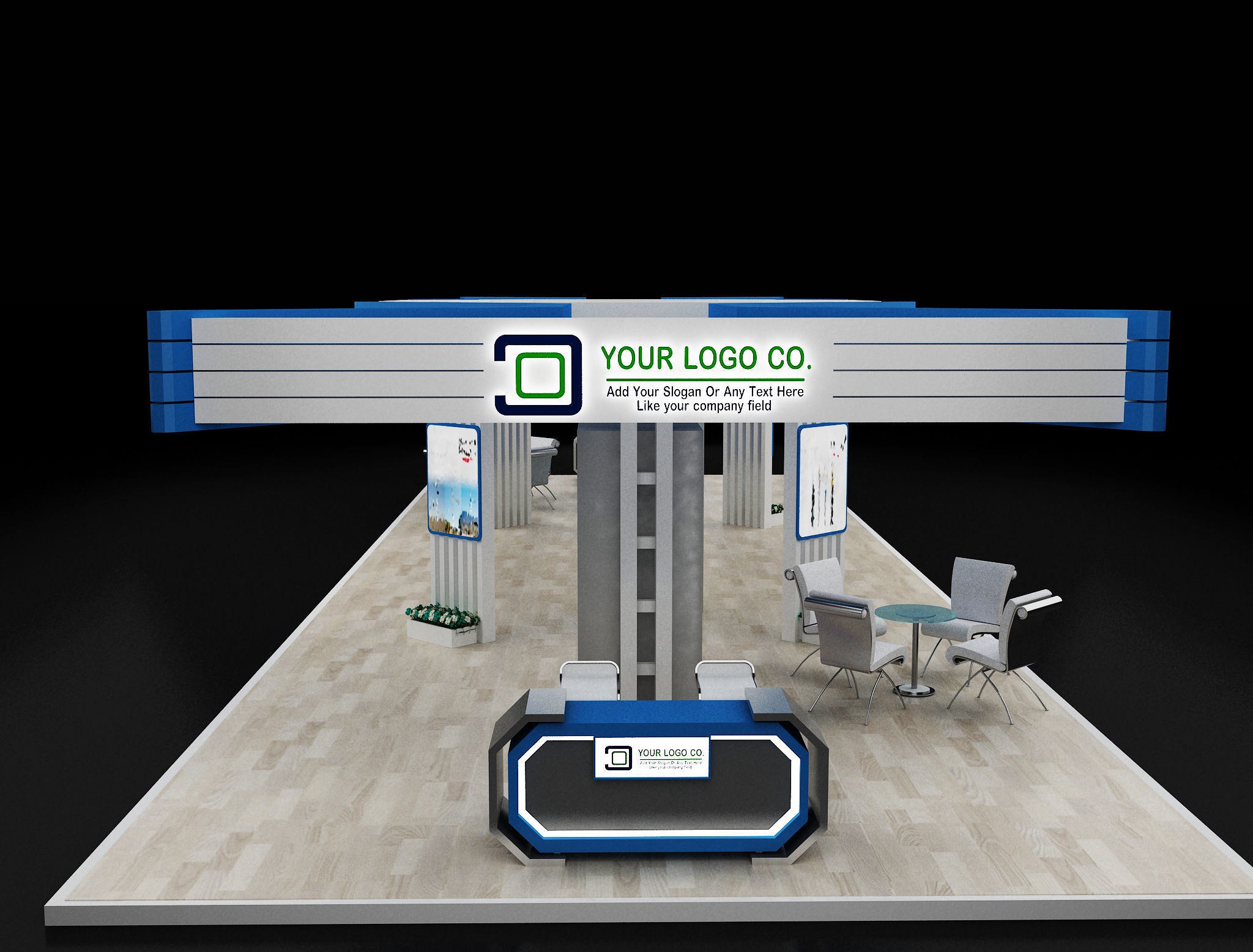 Booth Exhibition Stand a 619b 3D model_14