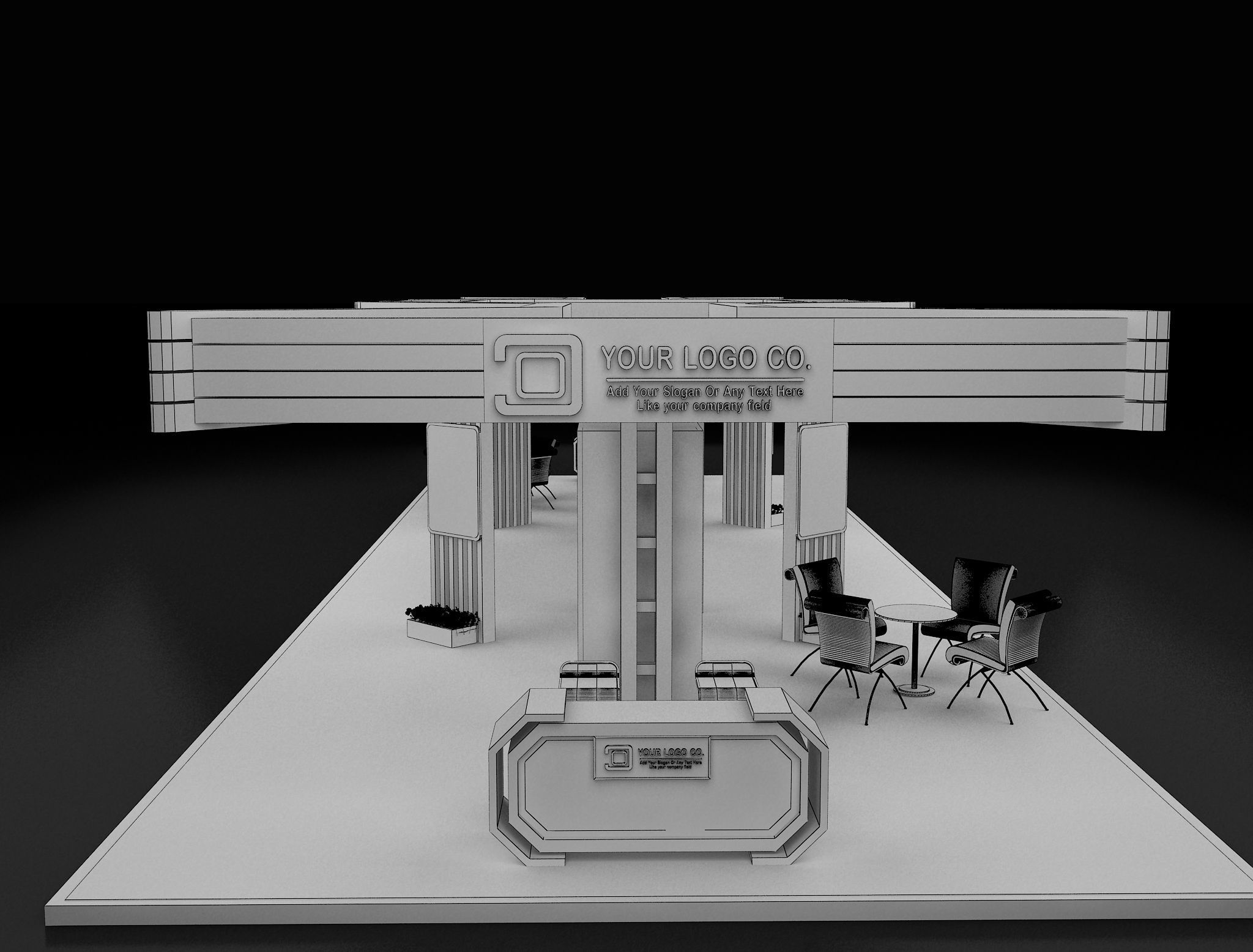 Booth Exhibition Stand a 619b 3D model_15