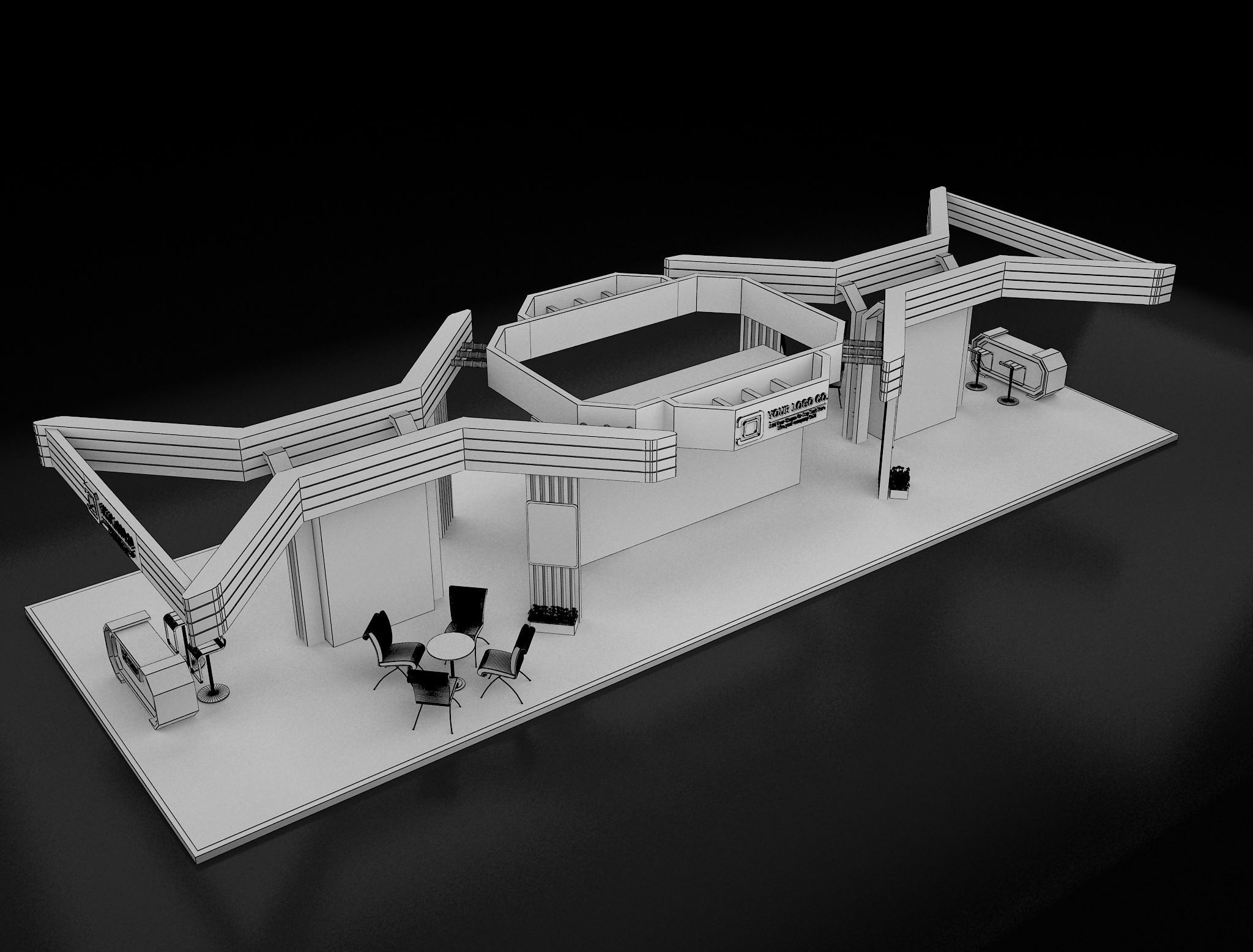 Booth Exhibition Stand a 619b 3D model_5