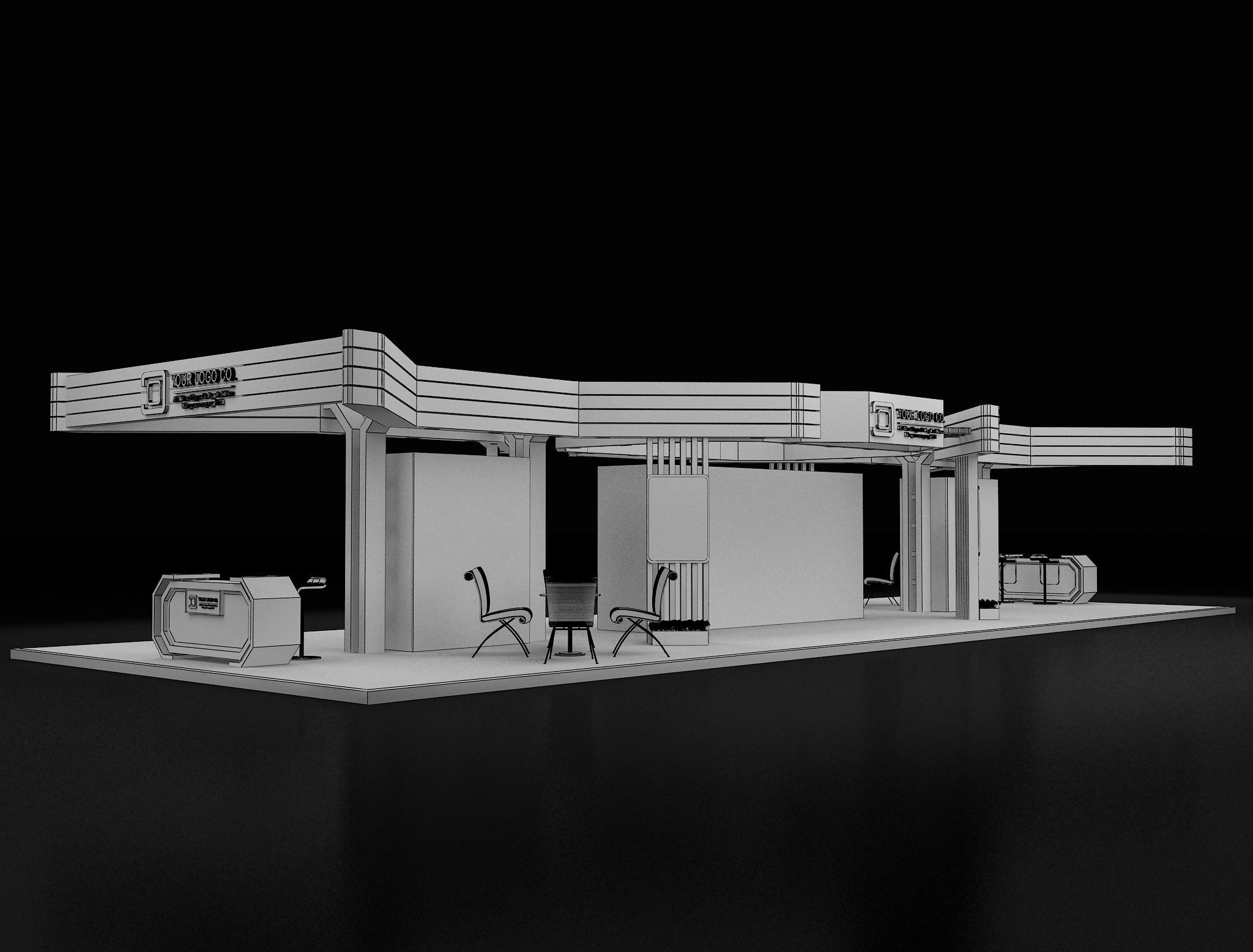 Booth Exhibition Stand a 619b 3D model_7