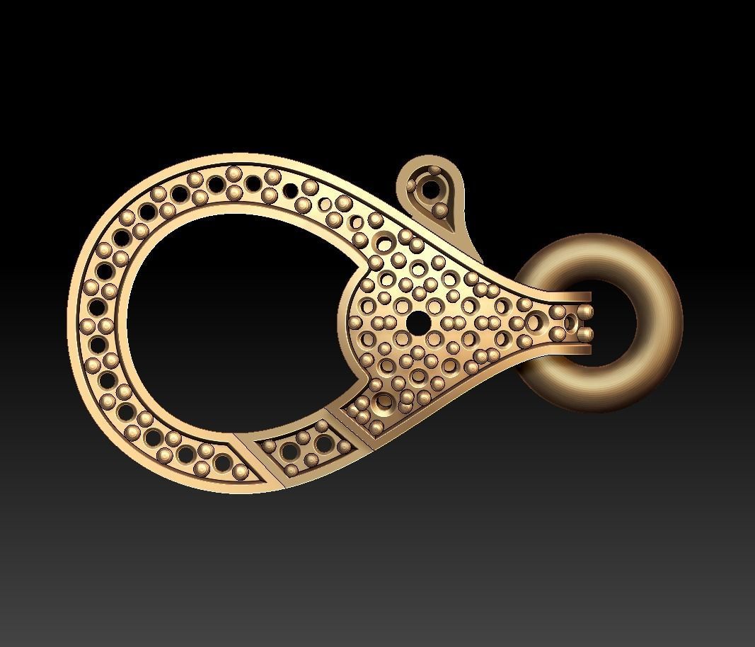 Diamond Lobster Clasp Lock 3D print model_17