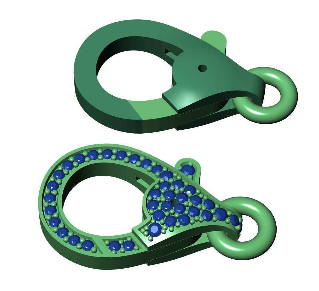 Diamond Lobster Clasp Lock 3D print model_12