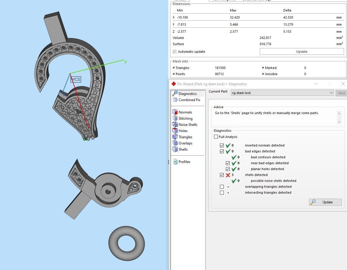 Diamond Lobster Clasp Lock 3D print model_14