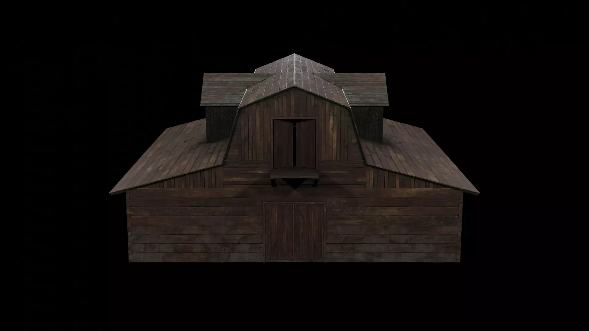 Western Barn Low-poly 3D model_0