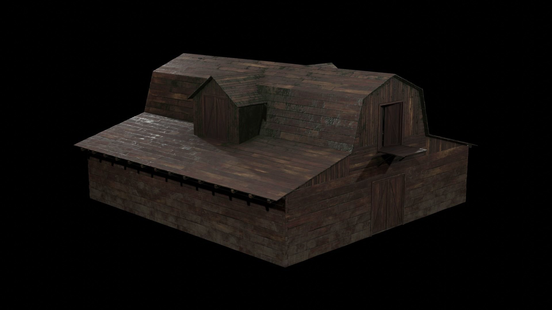 Western Barn Low-poly 3D model_1