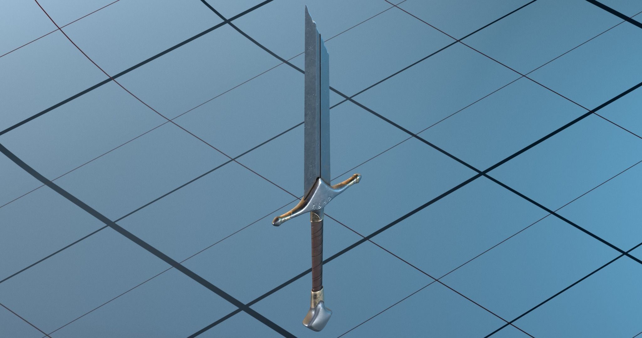 Broken sword PBR 3D model_5