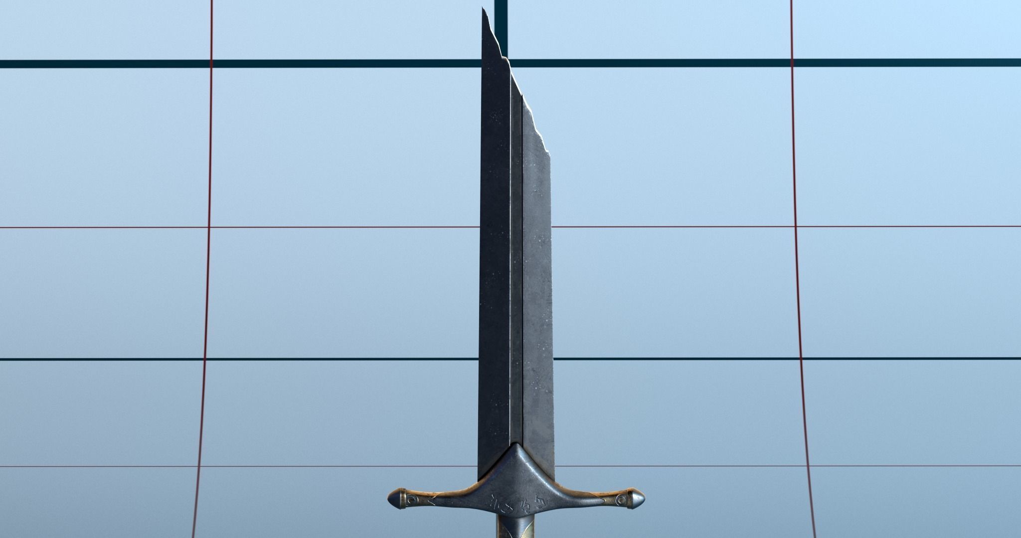Broken sword PBR 3D model_3