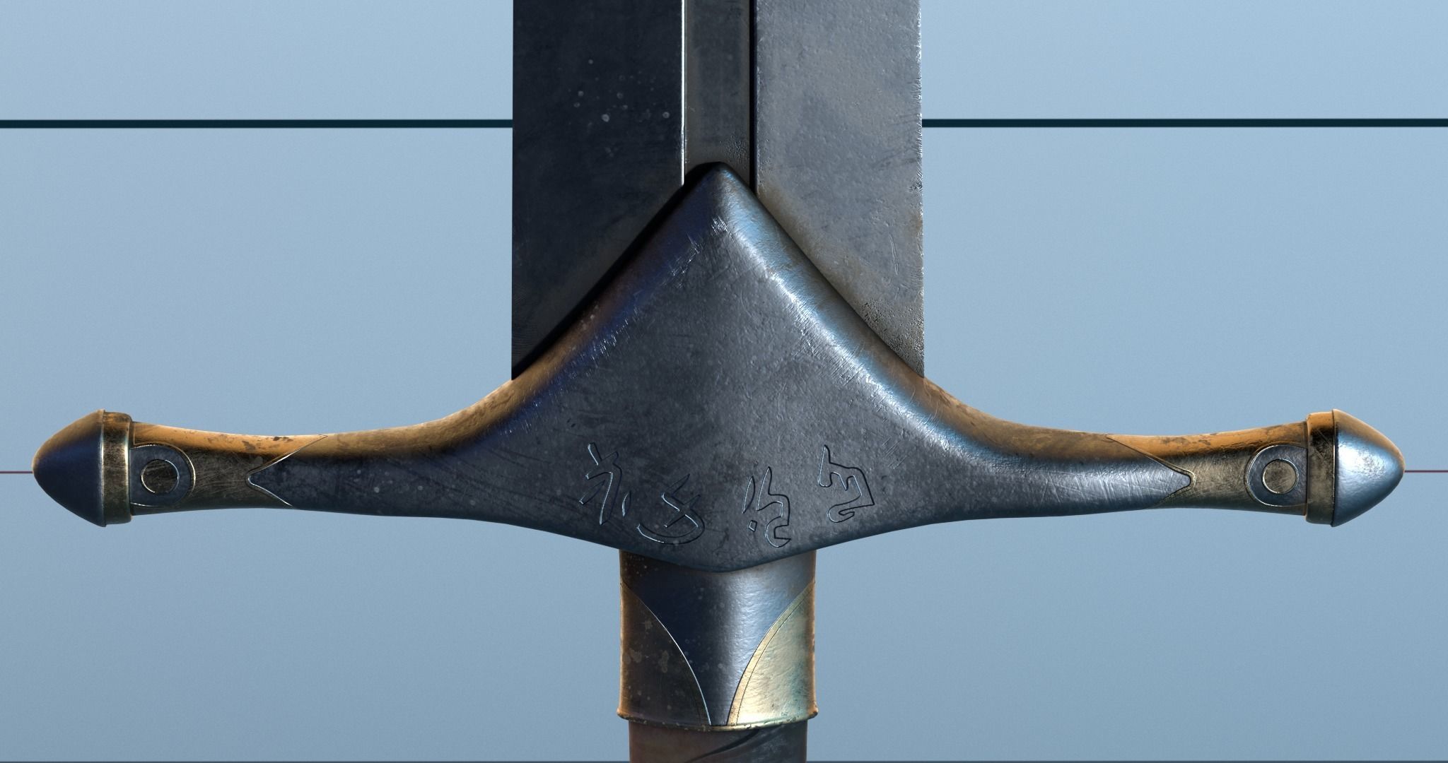 Broken sword PBR 3D model_1