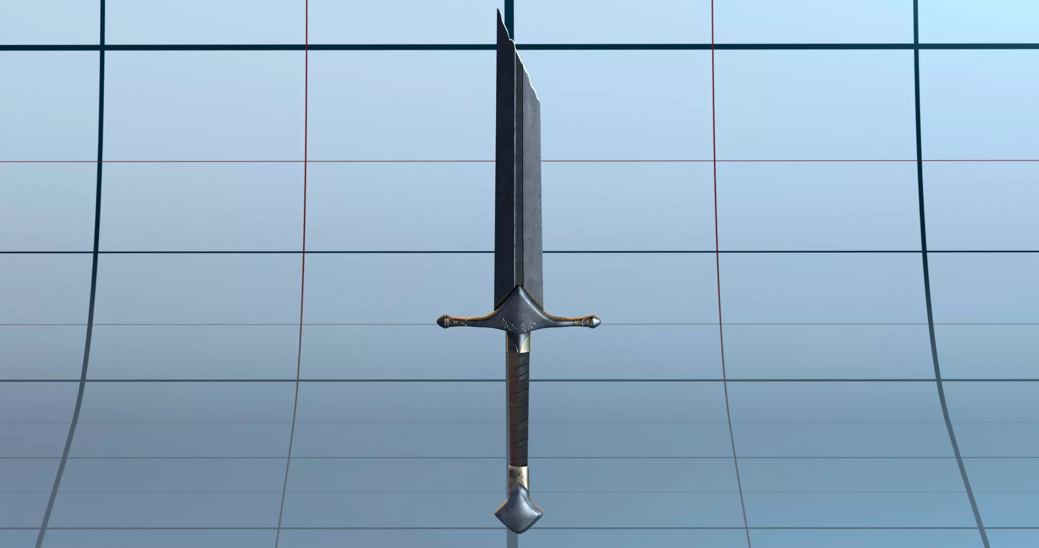 Broken sword PBR 3D model_0