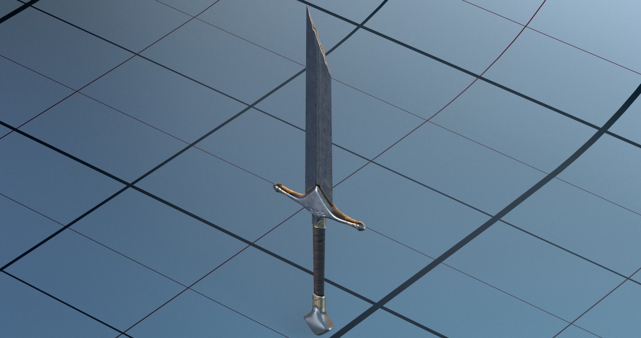 Broken sword PBR 3D model_4