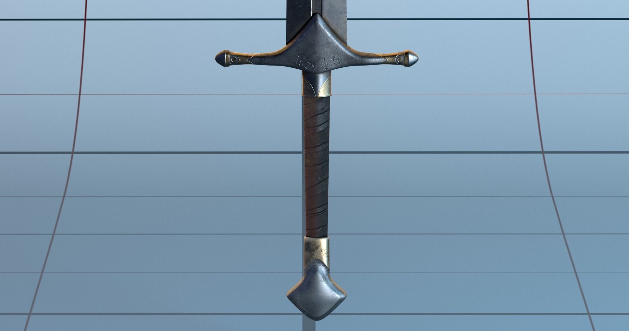 Broken sword PBR 3D model_2