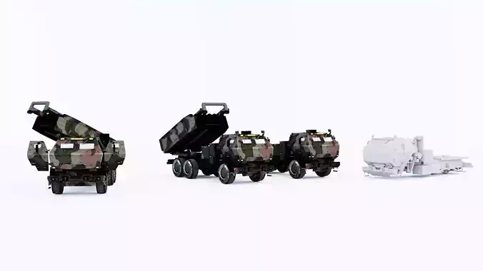 HIMRAS three military vehicles Low-poly 3D model