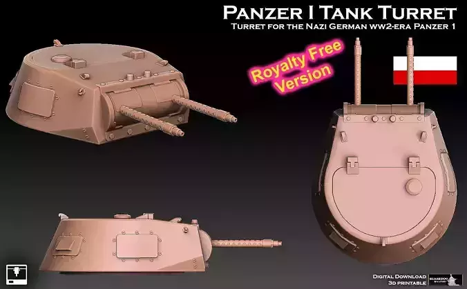 Panzer 1 Tank Turret ROYALTY FREE VERSION 3D print model