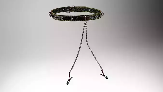 Brutal leather choker with Nipple clamps BDSM