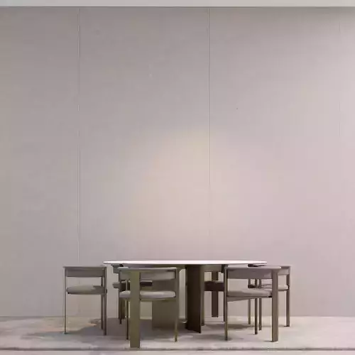 Pierre Dining Table Set Low Poly Round 3D Model Bundle