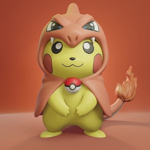 Pokemon - Pikachu Cosplay Charmeleon Free 3D print model