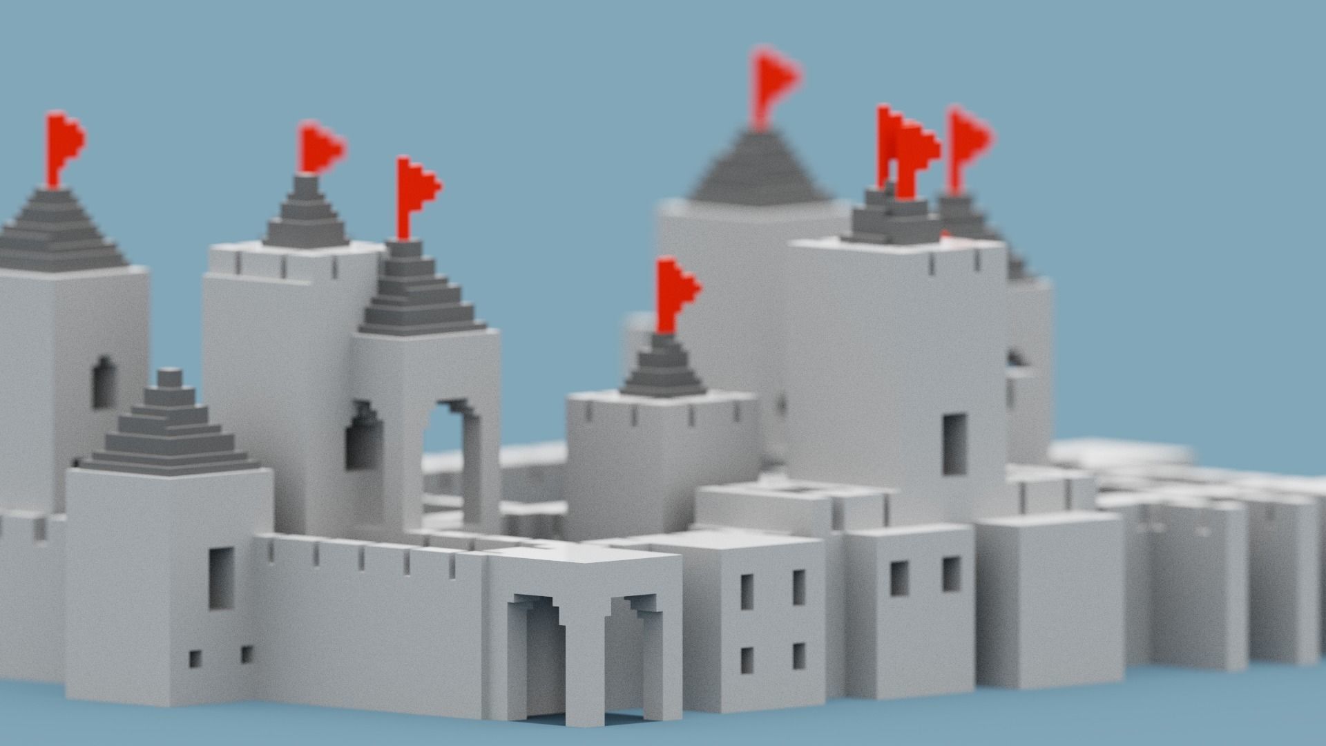 Voxel Castle Low-poly 3D model_3