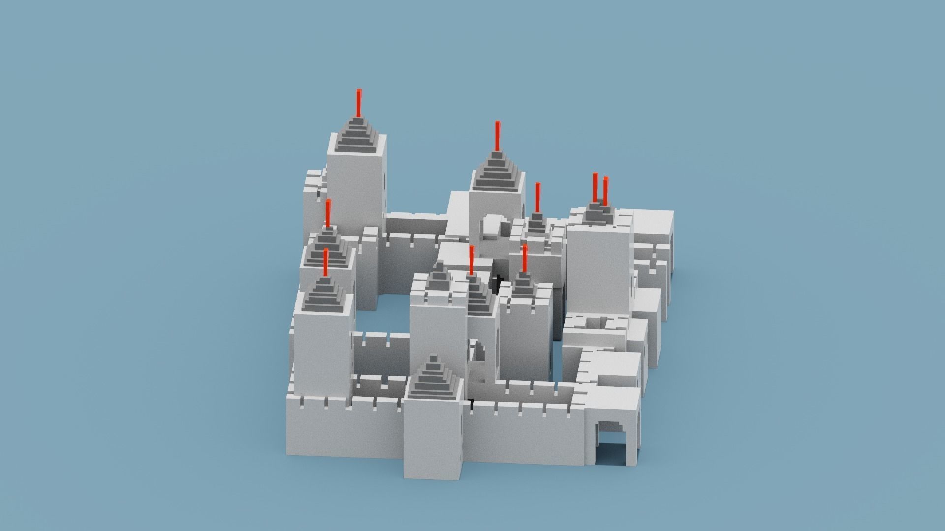 Voxel Castle Low-poly 3D model_13