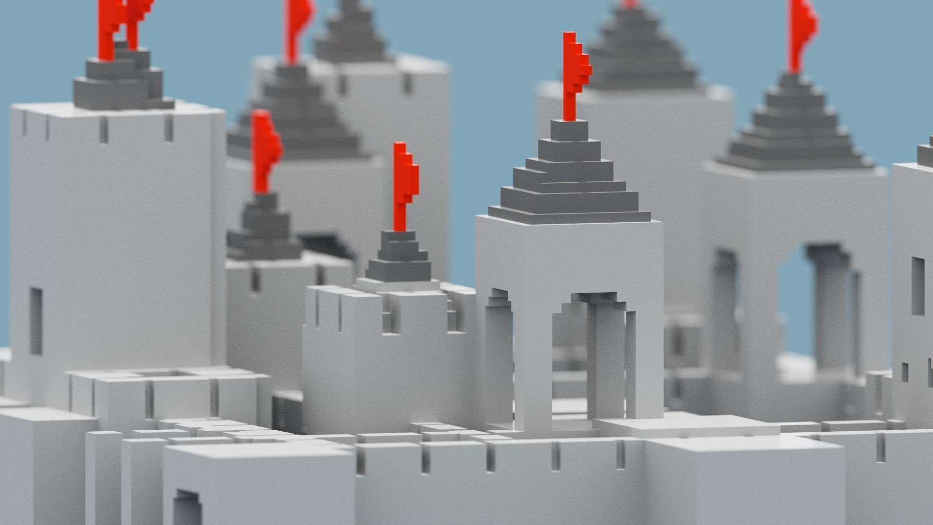 Voxel Castle Low-poly 3D model_5