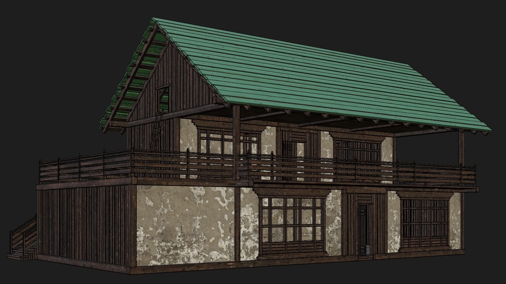 Old Medieval Building 4K Textures GameReady 135 Low-poly 3D model_6