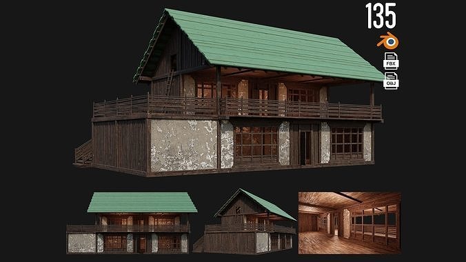 Old Medieval Building 4K Textures GameReady 135 Low-poly 3D model