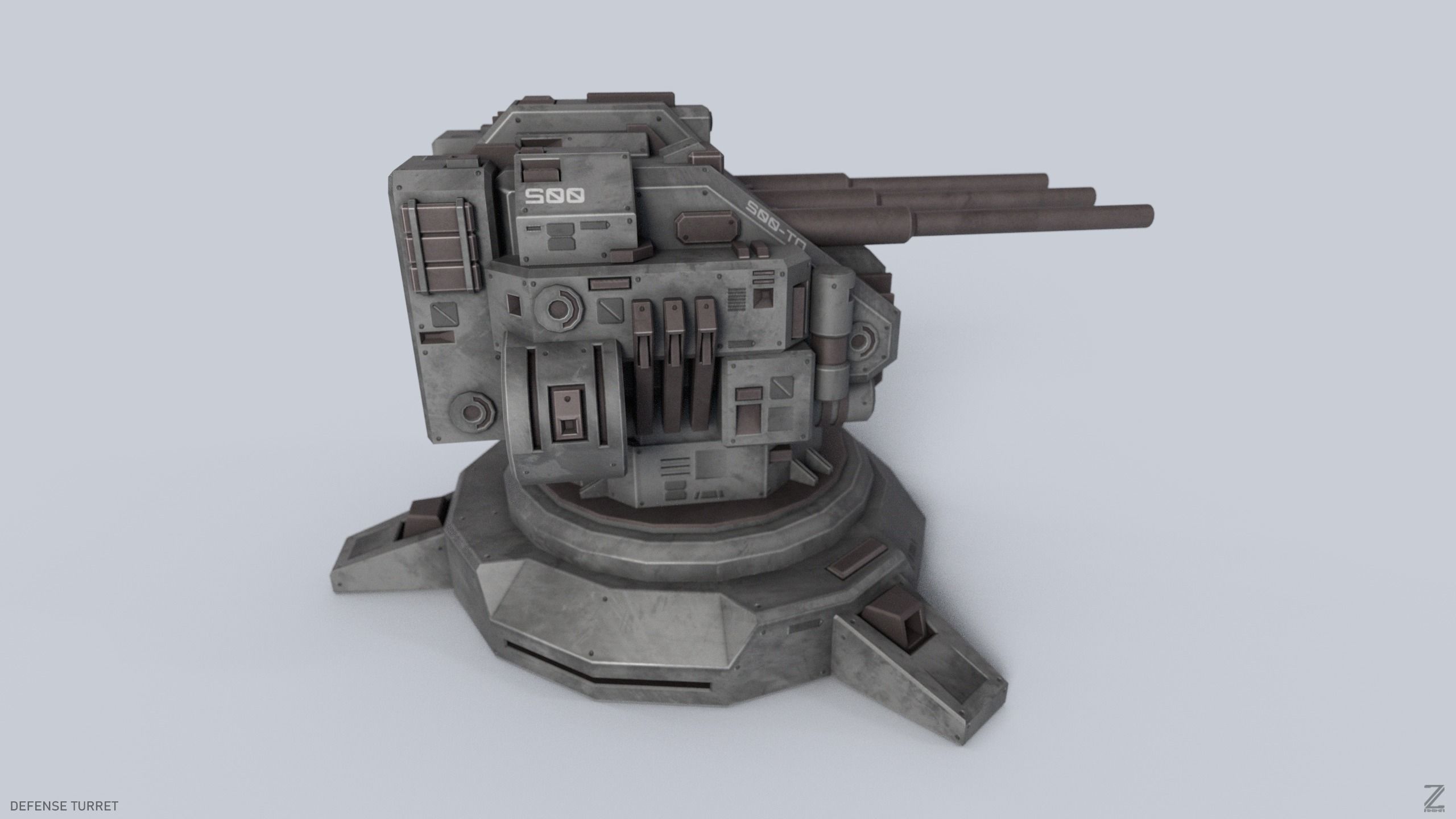 Defense turret Low-poly 3D model_6
