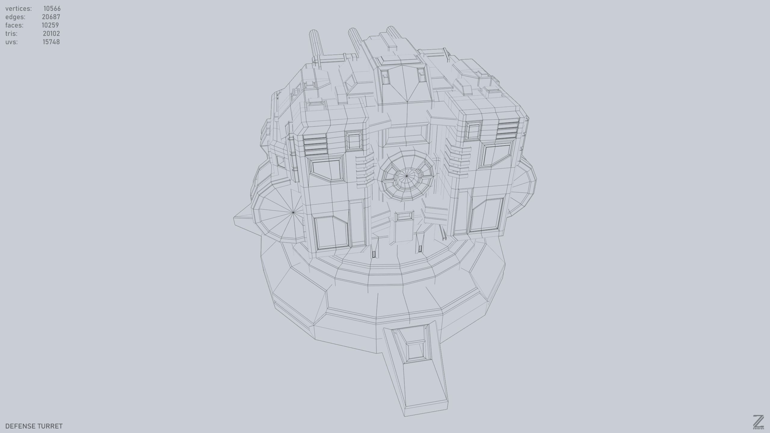 Defense turret Low-poly 3D model_11