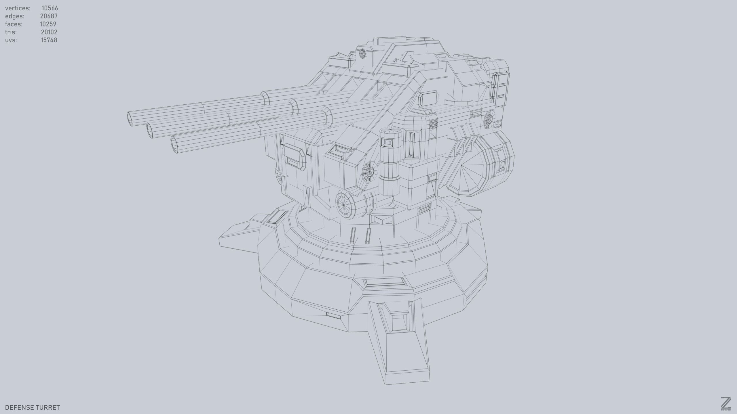 Defense turret Low-poly 3D model_8