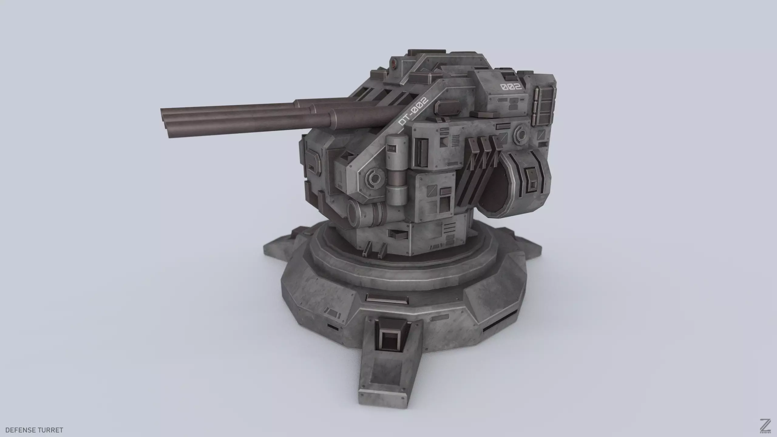 Defense turret Low-poly 3D model_0