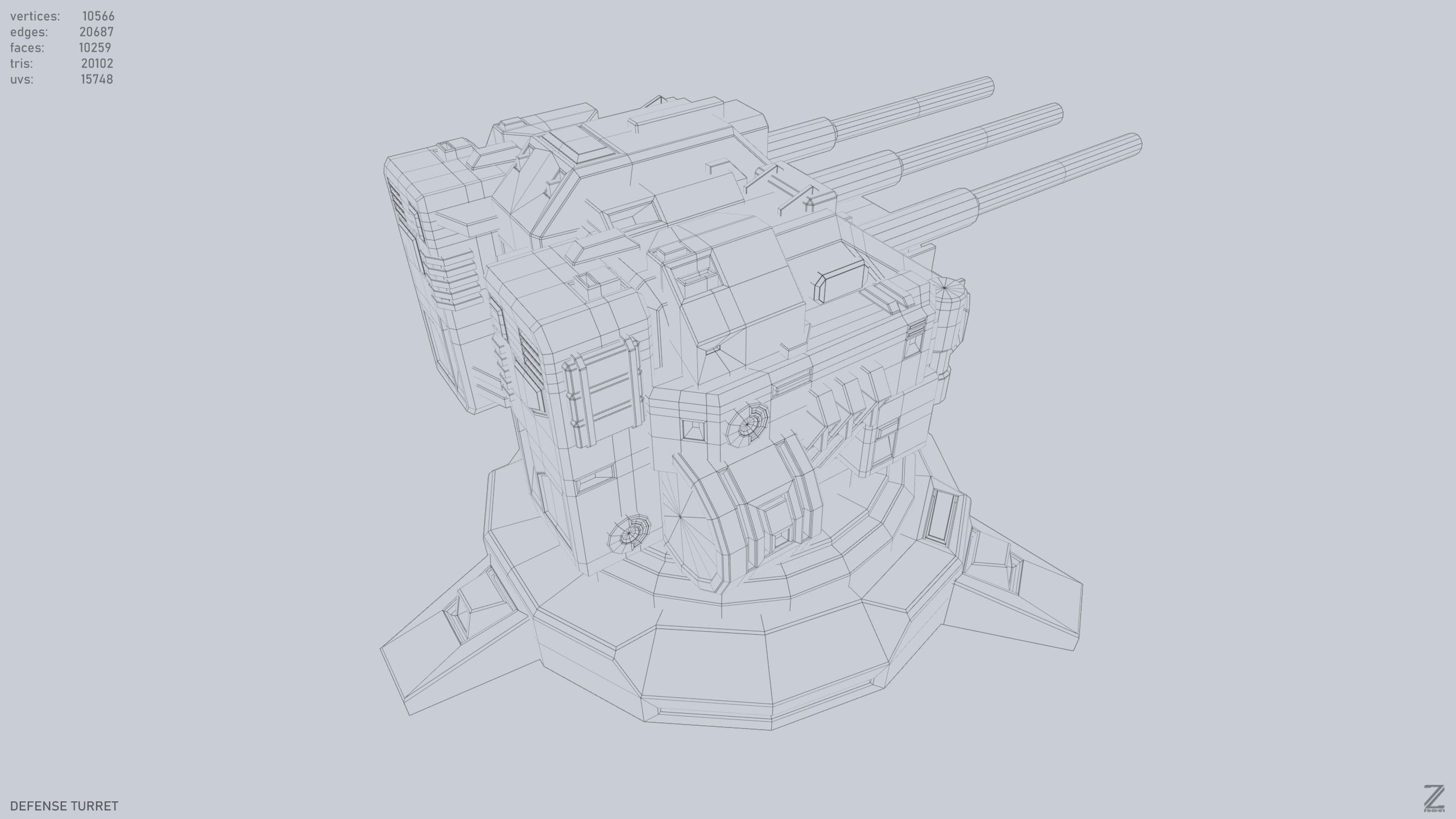 Defense turret Low-poly 3D model_12