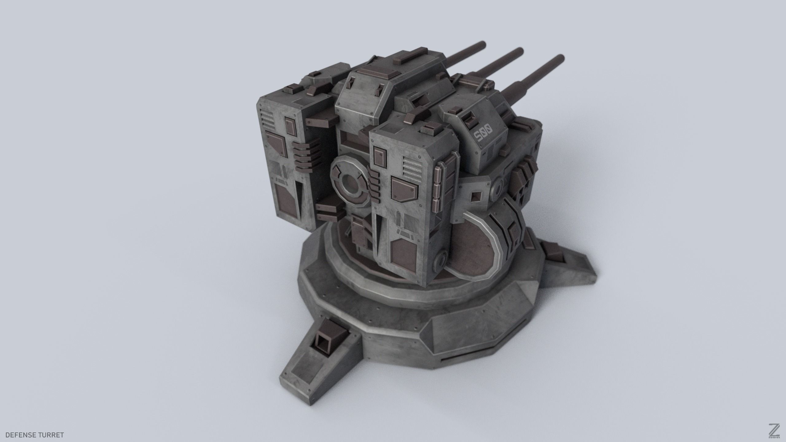 Defense turret Low-poly 3D model_5