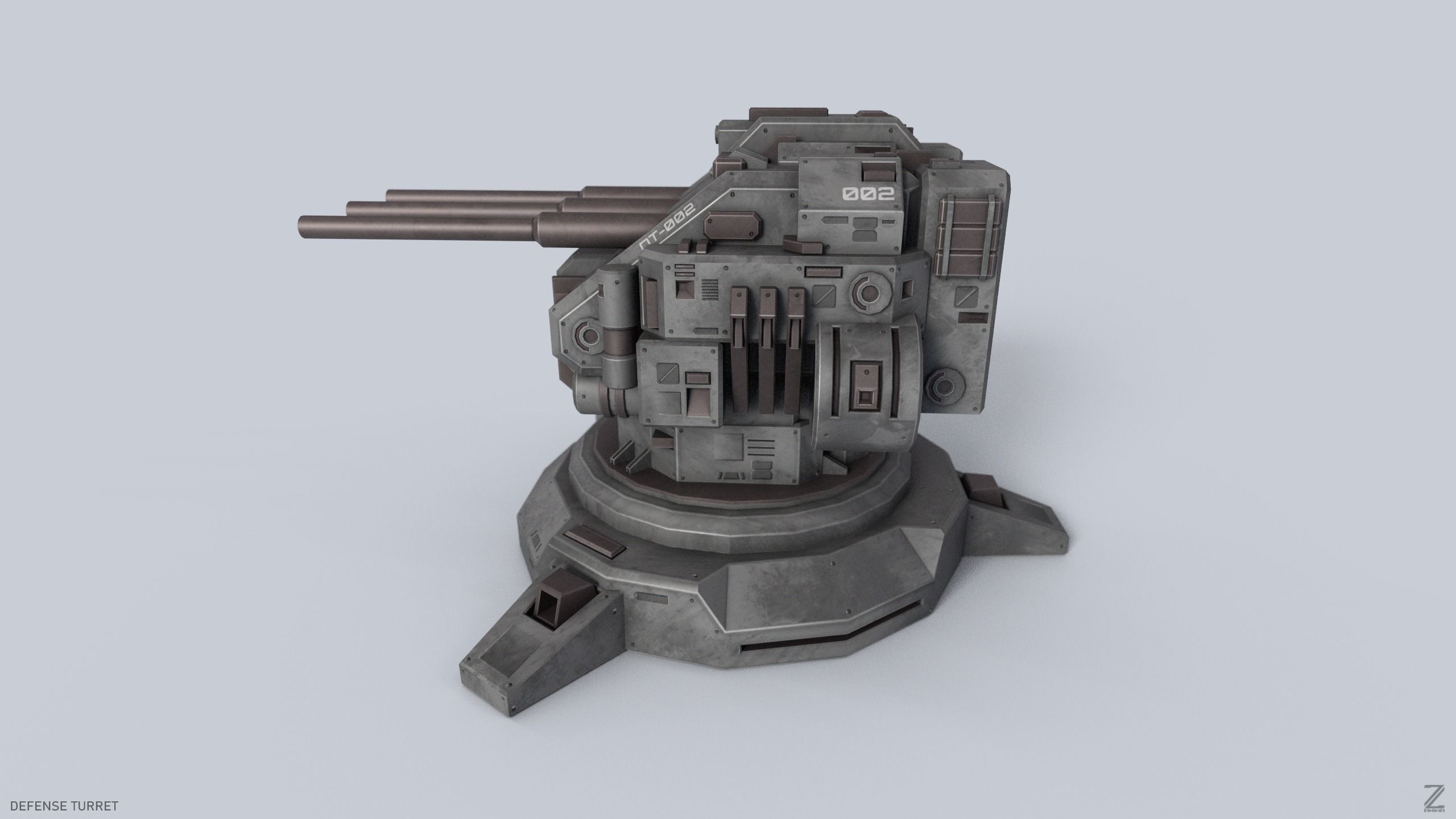 Defense turret Low-poly 3D model_3