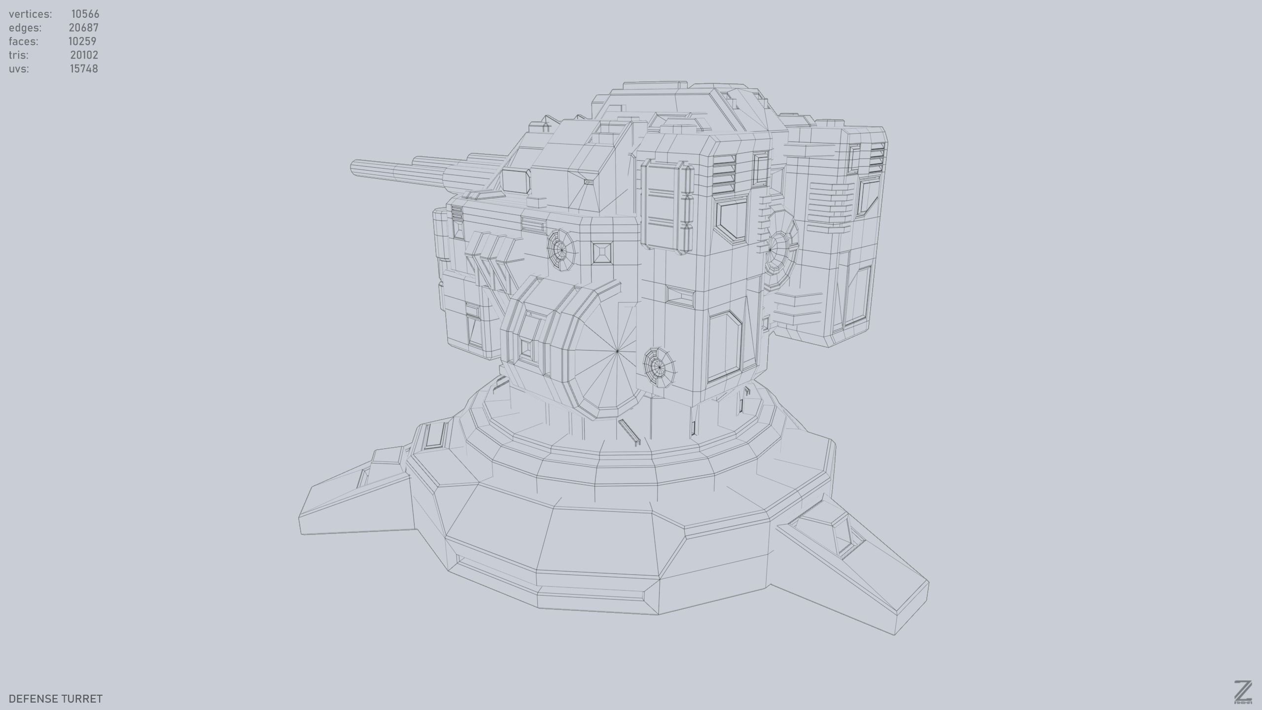 Defense turret Low-poly 3D model_10