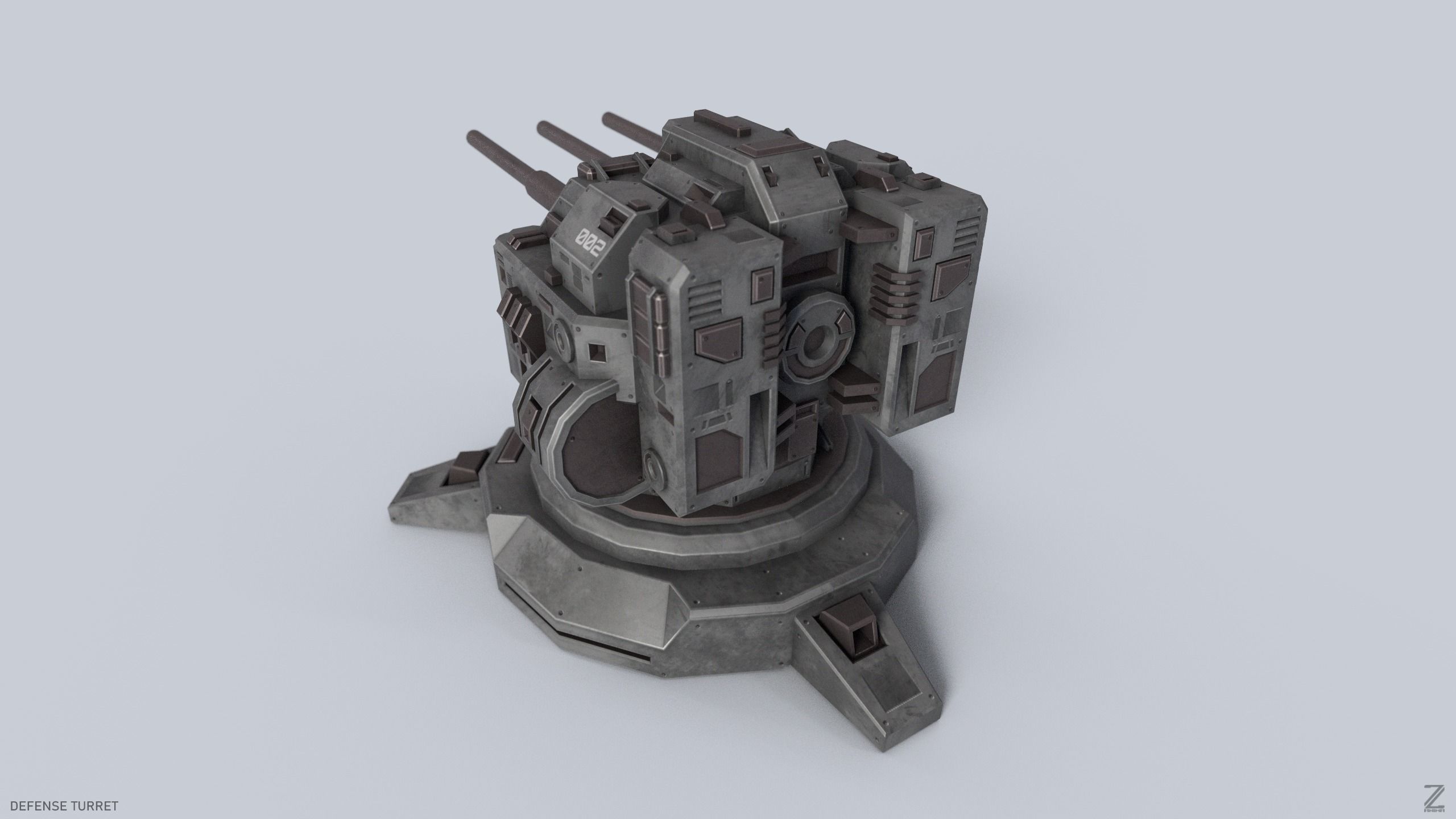 Defense turret Low-poly 3D model_4