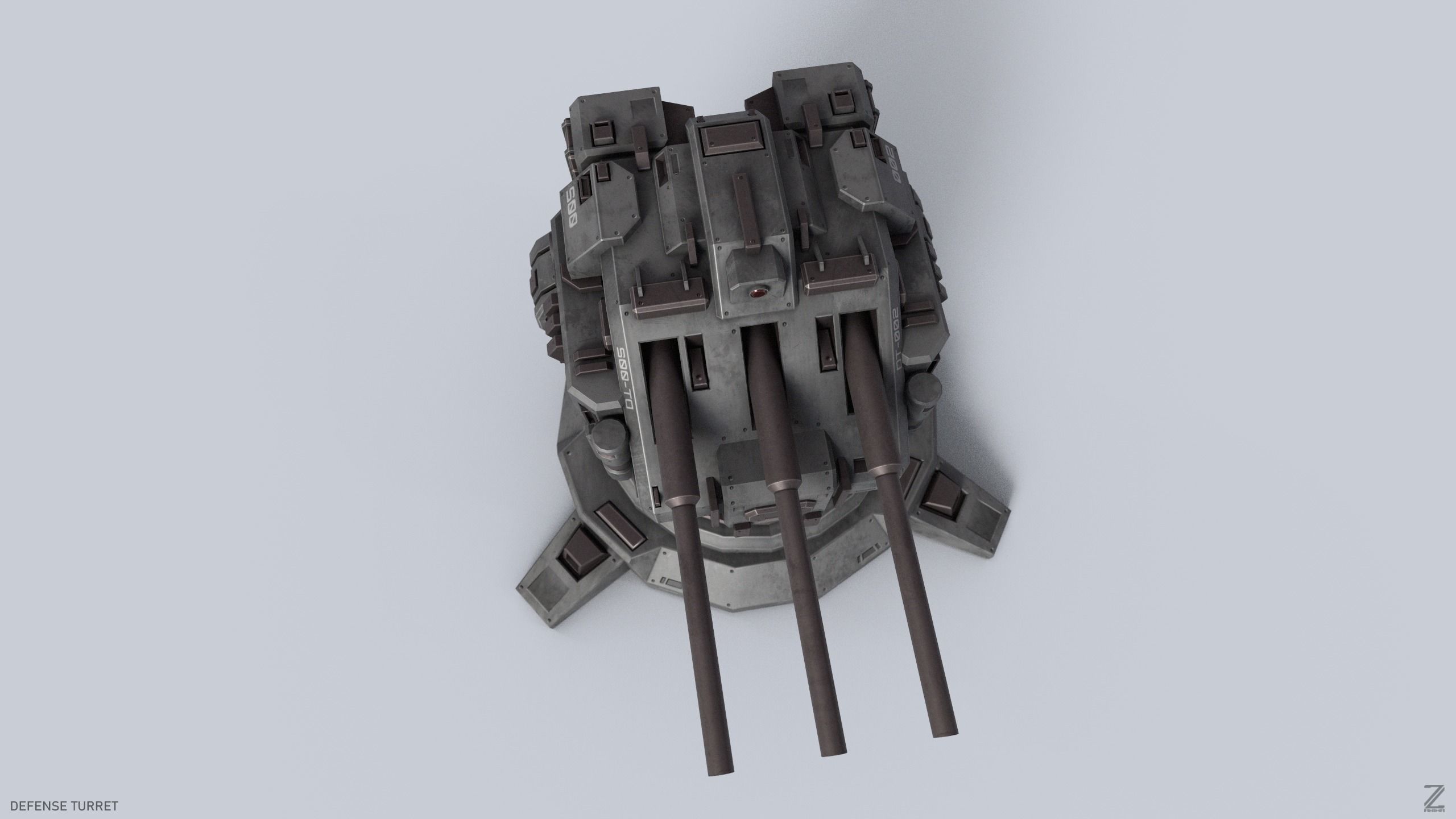 Defense turret Low-poly 3D model_1
