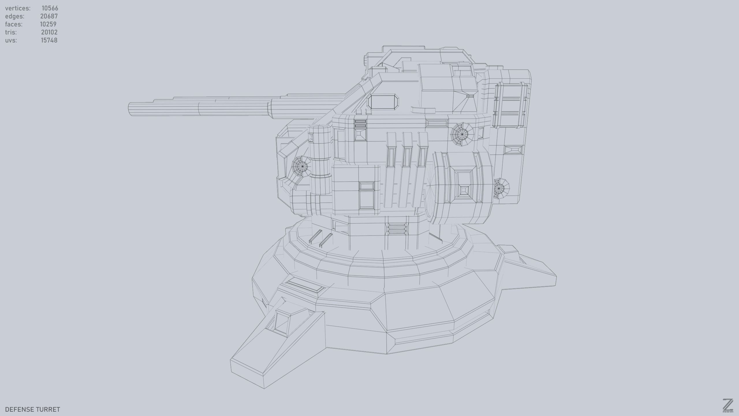 Defense turret Low-poly 3D model_9