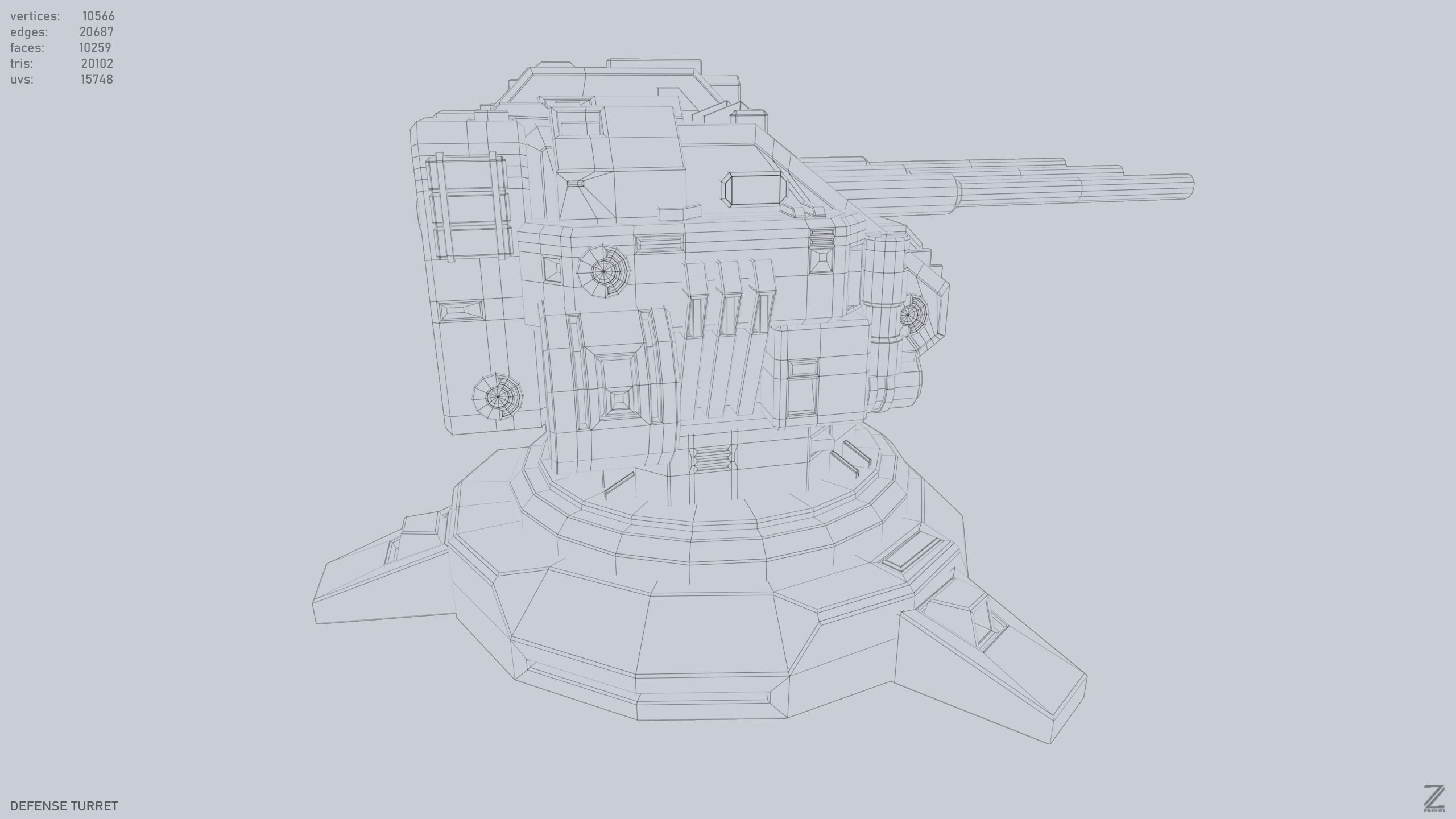 Defense turret Low-poly 3D model_13