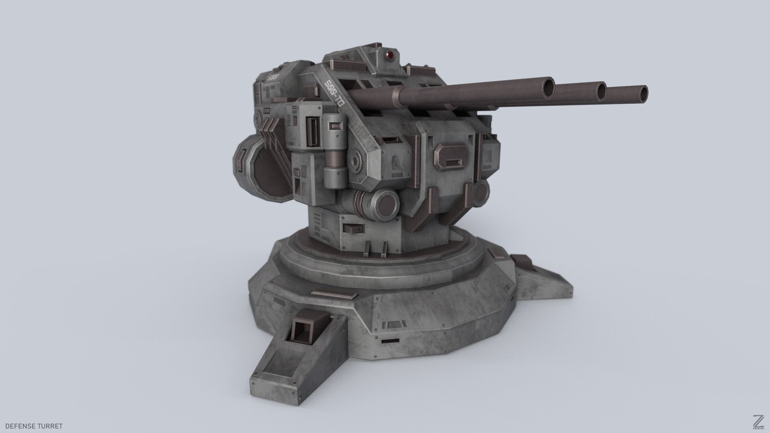 Defense turret Low-poly 3D model_7